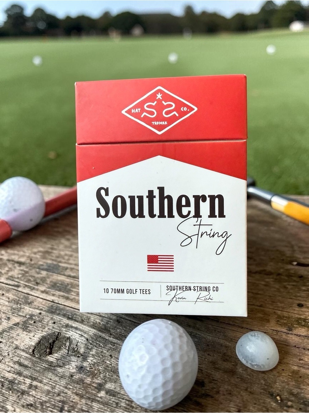 Southern String 70mm Golf Tees 10 Pack Premium Durable USA Made Wooden Yellow XL